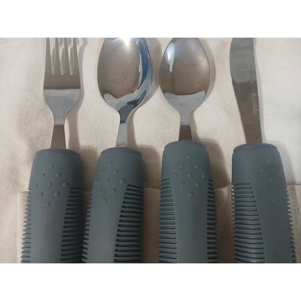 BunMo Adaptive Utensils 11pc‎ Set Weighted Non-Slip Grip Arthritis Parkinson Aid